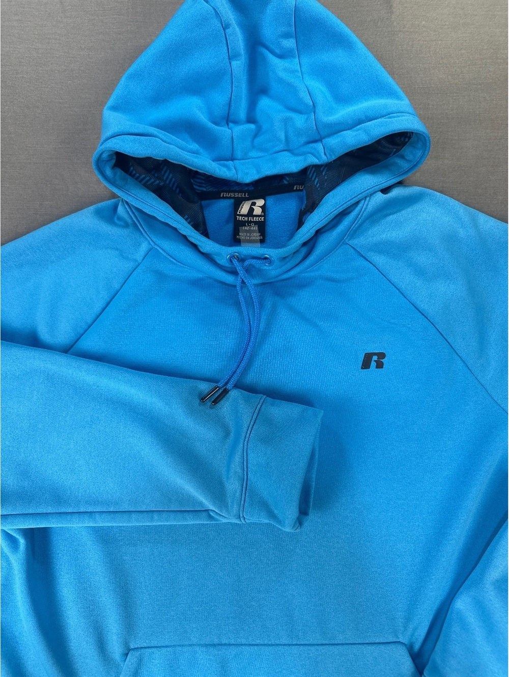 Russell Athletic Tech Fleece Hoodie Mens Large Blue Pullover NWOT